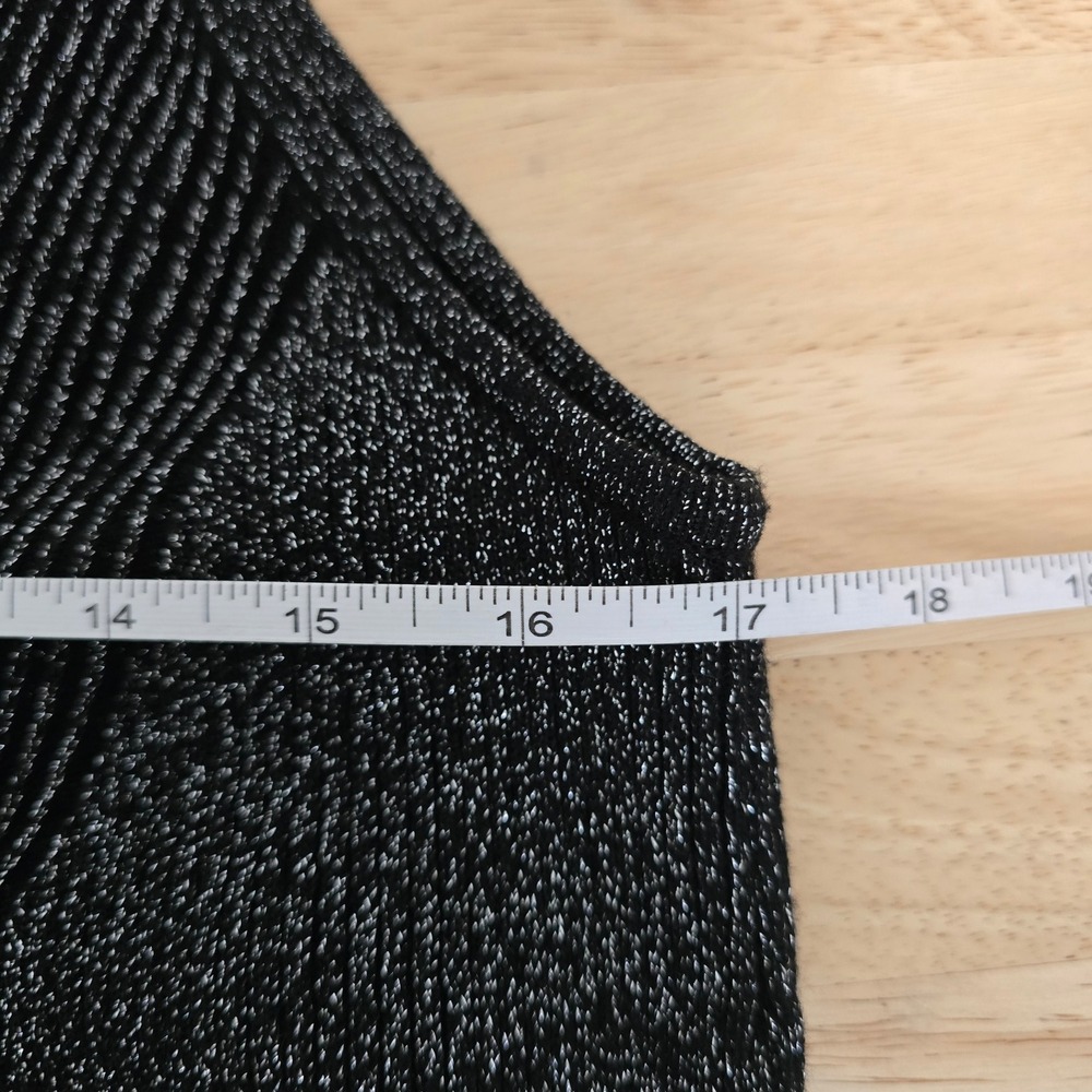 By Anthropologie Womens XL Black Silver Metallic Chevron Ribbed Knit Tank Top - Picture 5 of 8